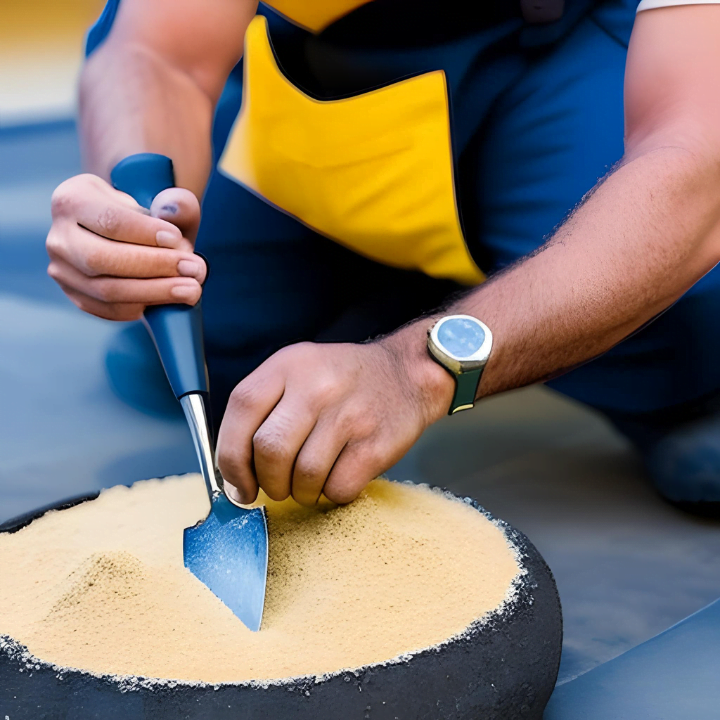 A mason holds the trowel firmly, feeling the weight and balance, as they prepare to create a masterpiece.