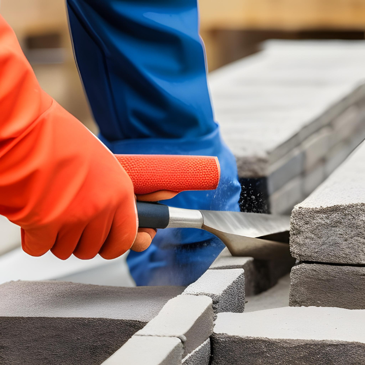 Skillful hands guide the trowel, expertly smoothing and shaping the mortar, creating clean and defined joints between the bricks.